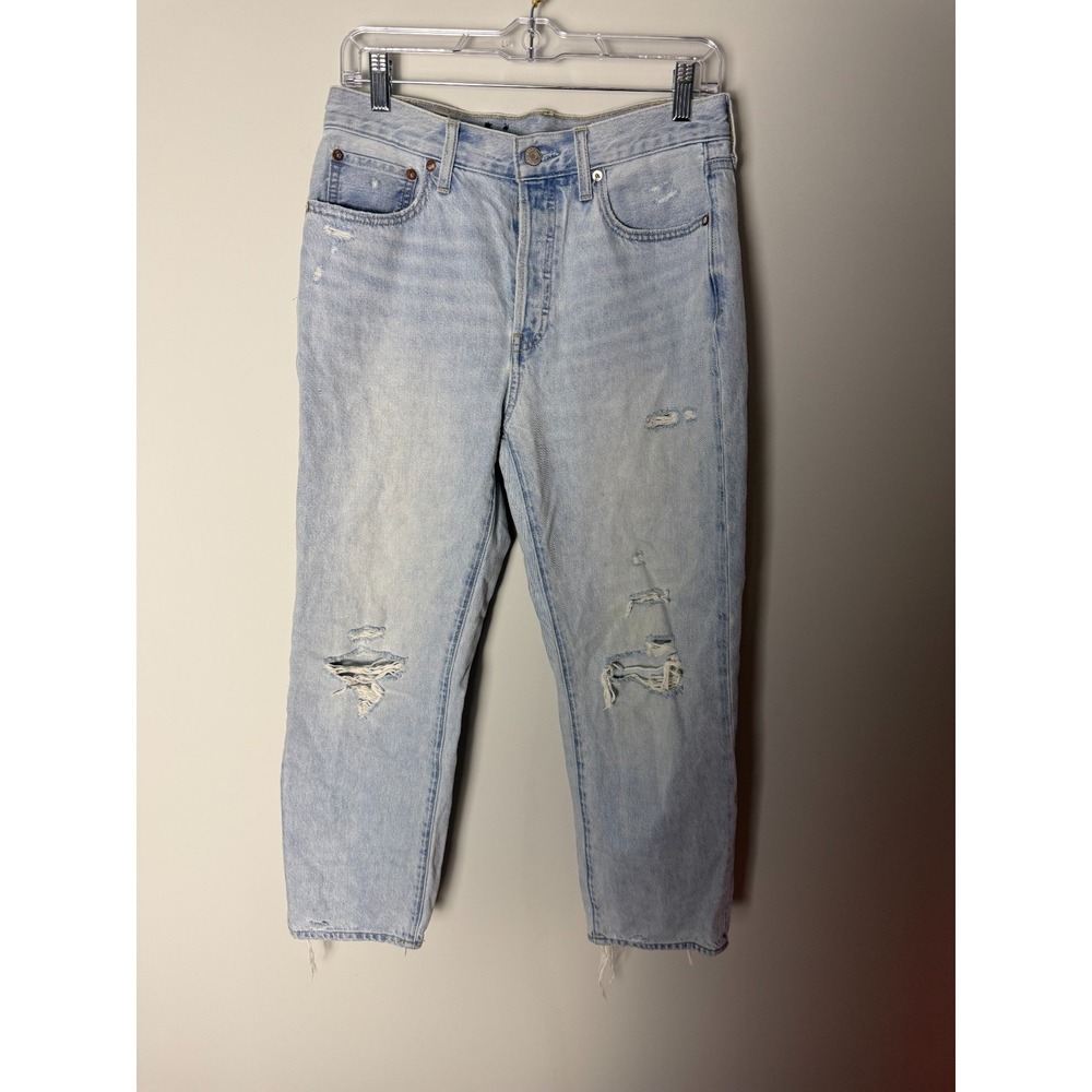 Gap Denim Mid Rise BoyFriend Jeans Women's 28‎ Blue Denim Distressed Casual